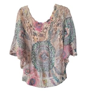 Boho Top Knit Rayon Dolman Sleeve Medium